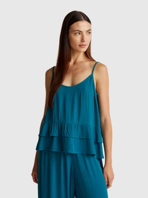 Benetton, Flowy Top With Flounce, size XXS, Teal, Women United Colors of Benetton