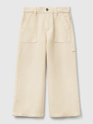 Benetton, Flowy Trousers With Tapered Leg, size 116, Creamy White, Kids United Colors of Benetton