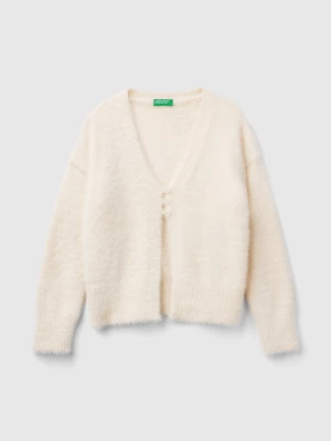 Benetton, Fluffy Yarn Cardigan, Size: M, Creamy White, Kids United Colors of Benetton