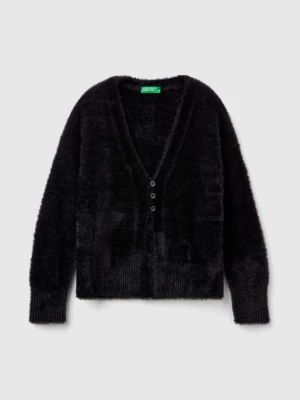 Benetton, Fluffy Yarn Cardigan, size S, Black, Kids United Colors of Benetton