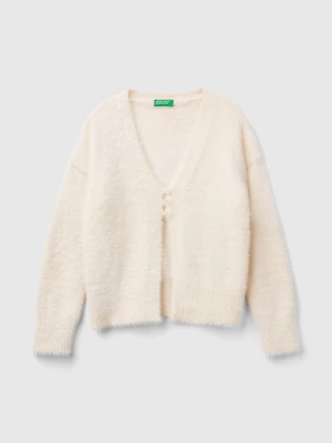 Benetton, Fluffy Yarn Cardigan, size S, Creamy White, Kids United Colors of Benetton