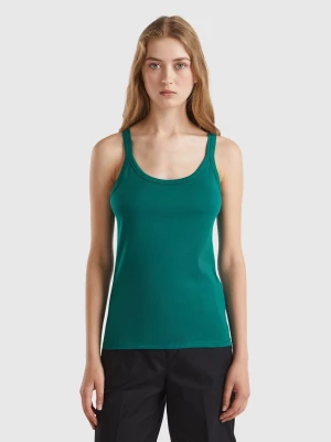 Benetton, Forest Green Tank Top In Pure Cotton, size M, Dark Green, Women United Colors of Benetton