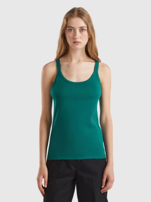 Benetton, Forest Green Tank Top In Pure Cotton, size XL, Dark Green, Women United Colors of Benetton