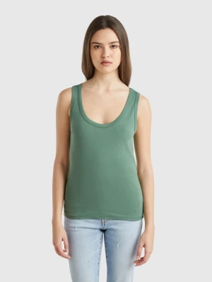 Benetton, Forest Green Tank Top In Pure Cotton, size XXS, Green, Women United Colors of Benetton