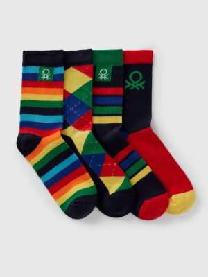 Benetton, Four Pairs Of Patterned Socks, Size: 25-29, Multi-color, Kids United Colors of Benetton