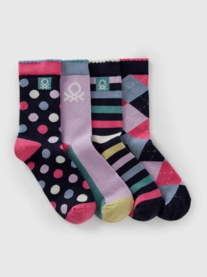 Benetton, Four Pairs Of Patterned Socks, Size: 39-41, Multi-color, Kids United Colors of Benetton