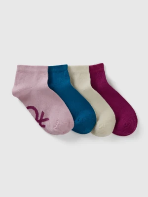 Benetton, Four Pairs Of Short Socks With Logo, Size: 39-41, Multi-color, Kids United Colors of Benetton
