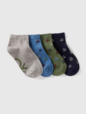 Benetton, Four Pairs Of Short Socks With Logo, Size: 39-41, Multi-color, Kids United Colors of Benetton