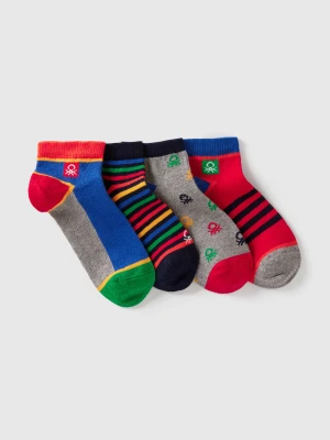 Benetton, Four Pairs Of Short Socks With Logo, Size: 39-41, Multi-color, Kids United Colors of Benetton
