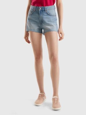 Benetton, Frayed Shorts In Recycled Cotton Blend, size 29, Light Blue, Women United Colors of Benetton