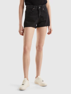 Benetton, Frayed Shorts In Recycled Cotton Blend, size 32, Black, Women United Colors of Benetton