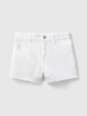 Benetton, Frayed Shorts In Stretch Cotton, size 2XL, White, Kids United Colors of Benetton
