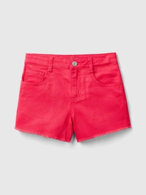 Benetton, Frayed Shorts In Stretch Cotton, size 3XL, Fuchsia, Kids United Colors of Benetton