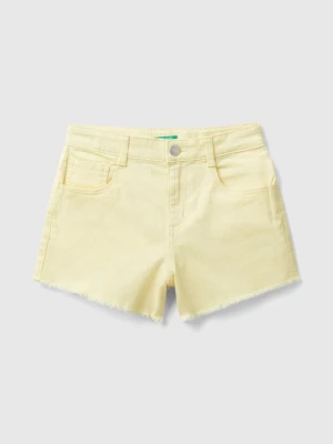 Benetton, Frayed Shorts In Stretch Cotton, size 3XL, Vanilla, Kids United Colors of Benetton