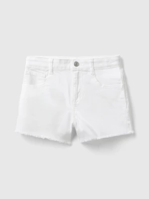 Benetton, Frayed Shorts In Stretch Cotton, size 3XL, White, Kids United Colors of Benetton