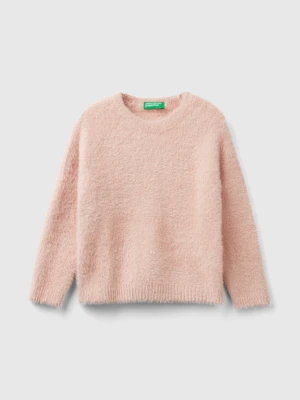 Benetton, Furry Yarn Sweater, Size: 116, Soft Pink, Kids United Colors of Benetton