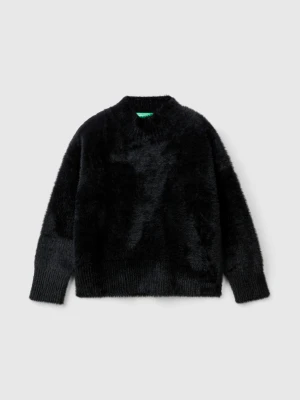 Benetton, Furry Yarn Sweater, Size: XL, Black, Kids United Colors of Benetton