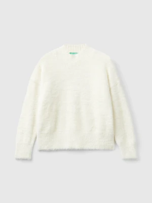 Benetton, Furry Yarn Sweater, Size: XL, Creamy White, Kids United Colors of Benetton