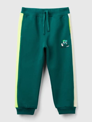 Benetton, Gamer Joggers In Cotton Blend, size 90, Dark Green, Kids United Colors of Benetton