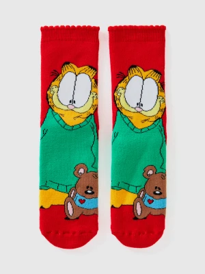 Zdjęcie produktu Benetton, Garfield ©2024 By Paws, Inc. Non-slip Socks, size 25-29, Red, Kids United Colors of Benetton