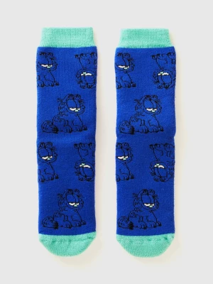 Benetton, Garfield Non-slip Socks ©2024 By Paws, Inc., size 20-24, Bright Blue, Kids United Colors of Benetton