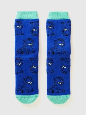 Benetton, Garfield Non-slip Socks ©2024 By Paws, Inc., size 30-34, Bright Blue, Kids United Colors of Benetton