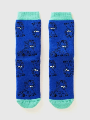 Benetton, Garfield Non-slip Socks ©2024 By Paws, Inc., size 35-38, Bright Blue, Kids United Colors of Benetton