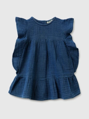 Benetton, Gauze Dress With Ruffle, Size: 82, Blue, Kids United Colors of Benetton