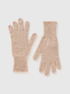 Benetton, Gloves In Pure Merino Wool, size OS, Beige, Women United Colors of Benetton