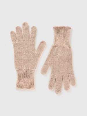 Benetton, Gloves In Pure Merino Wool, size OS, Beige, Women United Colors of Benetton