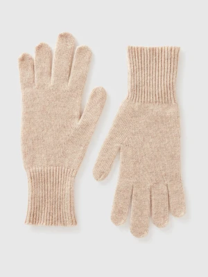 Benetton, Gloves In Pure Merino Wool, Size: OS, Beige, Women United Colors of Benetton