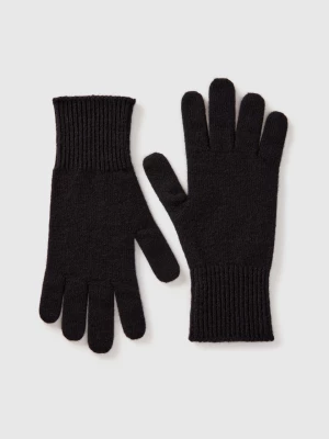 Benetton, Gloves In Pure Merino Wool, size OS, Black, Women United Colors of Benetton