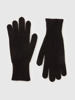 Benetton, Gloves In Pure Merino Wool, Size: OS, Black, Women United Colors of Benetton
