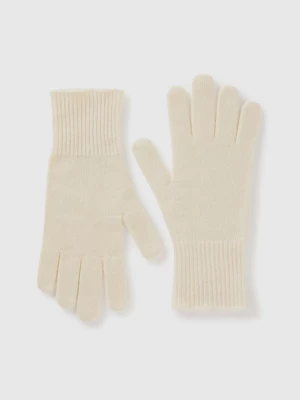 Benetton, Gloves In Pure Merino Wool, size OS, Creamy White, Women United Colors of Benetton