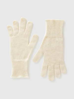 Benetton, Gloves In Pure Merino Wool, Size: OS, Creamy White, Women United Colors of Benetton