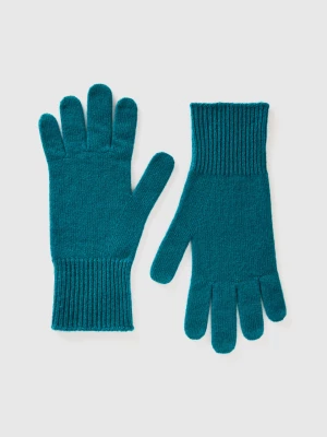 Benetton, Gloves In Pure Merino Wool, size OS, Dark Green, Women United Colors of Benetton