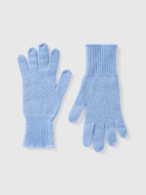 Benetton, Gloves In Pure Merino Wool, size OS, Light Blue, Women United Colors of Benetton