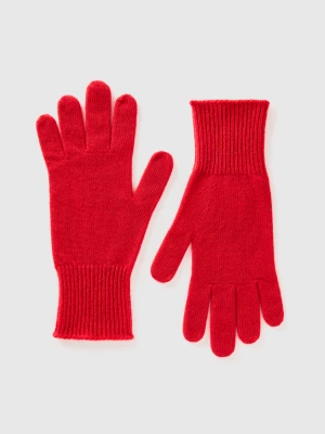 Benetton, Gloves In Pure Merino Wool, size OS, Red, Women United Colors of Benetton