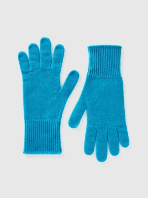 Benetton, Gloves In Pure Merino Wool, size OS, Turquoise, Women United Colors of Benetton