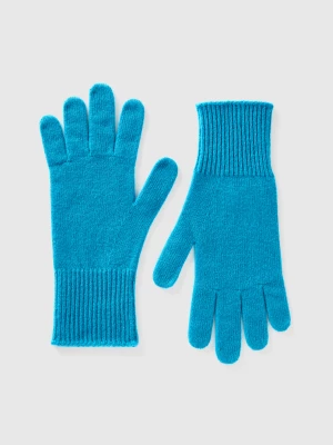 Benetton, Gloves In Pure Merino Wool, size OS, Turquoise, Women United Colors of Benetton