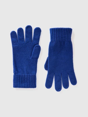 Benetton, Gloves In Pure Virgin Wool, size L, Dark Blue, Men United Colors of Benetton