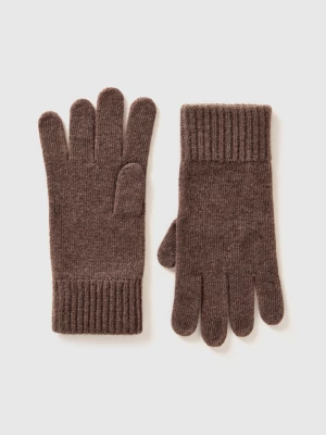 Benetton, Gloves In Pure Virgin Wool, size L, Dark Brown, Men United Colors of Benetton