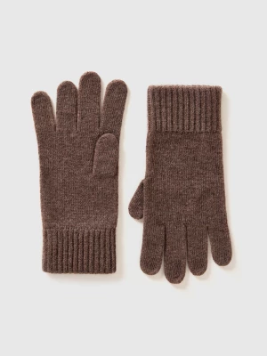 Benetton, Gloves In Pure Virgin Wool, size L, Dark Brown, Men United Colors of Benetton