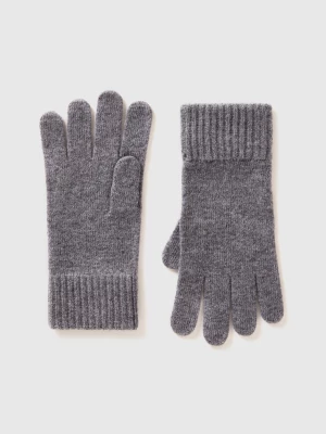 Benetton, Gloves In Pure Virgin Wool, size L, Dark Gray, Men United Colors of Benetton