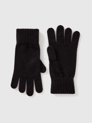 Benetton, Gloves In Pure Virgin Wool, size S, Black, Men United Colors of Benetton