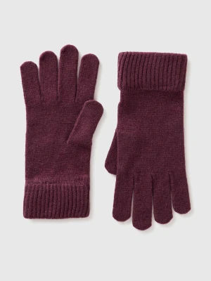 Benetton, Gloves In Pure Virgin Wool, Size: S, Burgundy, Men United Colors of Benetton