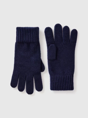 Benetton, Gloves In Pure Virgin Wool, size S, Dark Blue, Men United Colors of Benetton