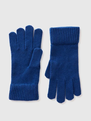 Benetton, Gloves In Pure Virgin Wool, Size: S, Dark Blue, Men United Colors of Benetton