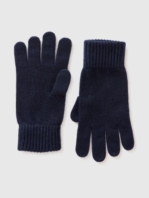 Benetton, Gloves In Pure Virgin Wool, Size: S, Dark Blue, Men United Colors of Benetton