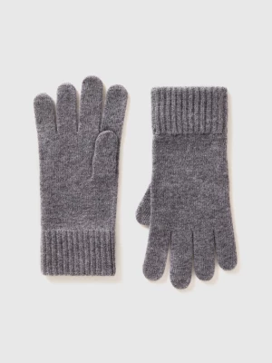 Benetton, Gloves In Pure Virgin Wool, size S, Dark Gray, Men United Colors of Benetton
